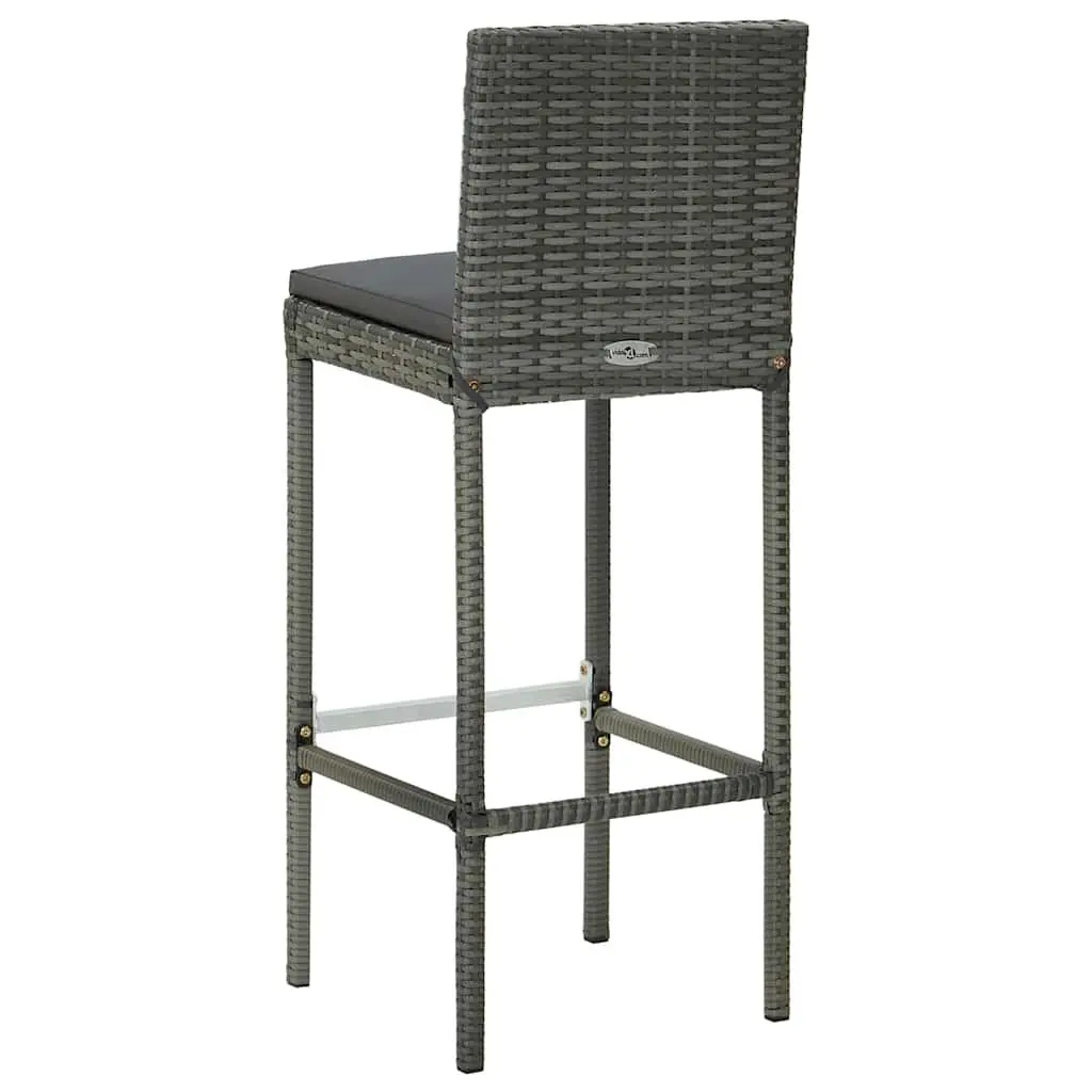 5 Piece Grey Outdoor Bar Set with Cushions