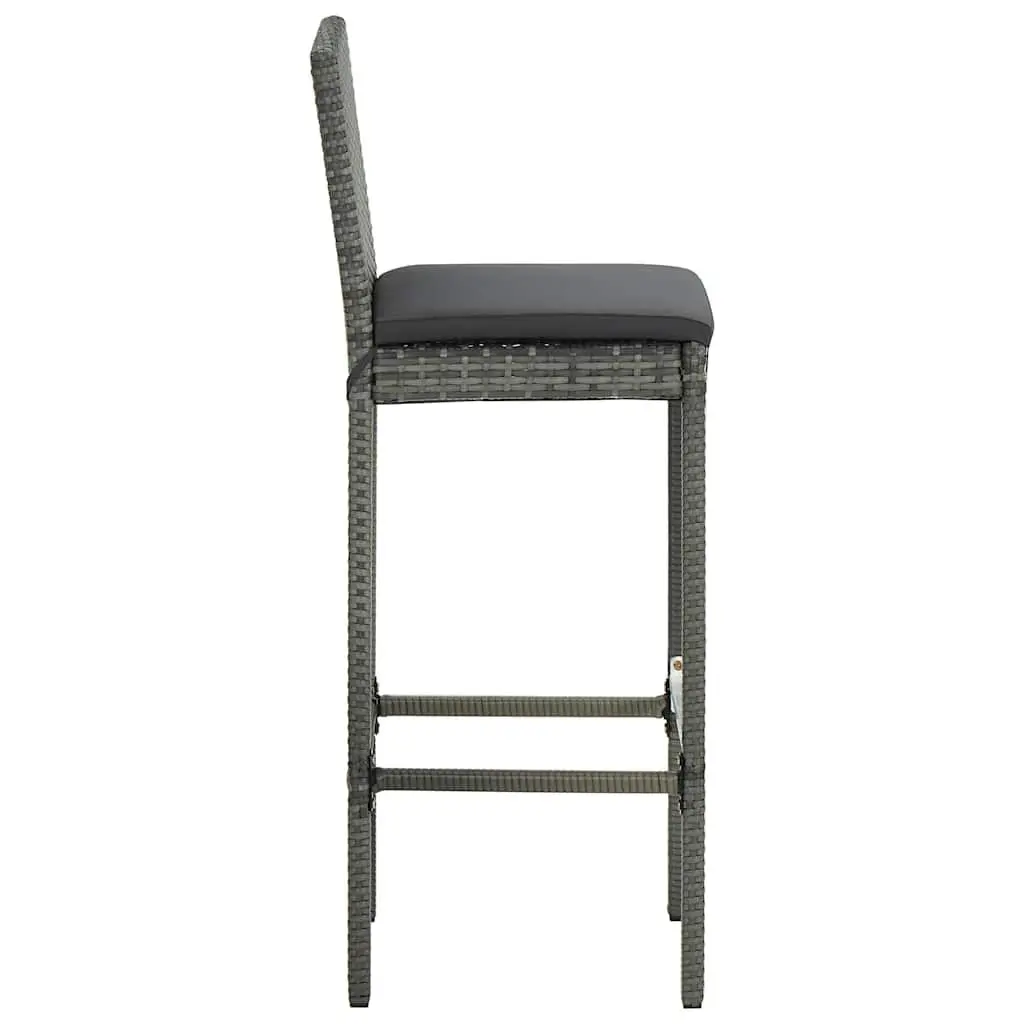 7 Piece Grey Poly Rattan Outdoor Bar Set