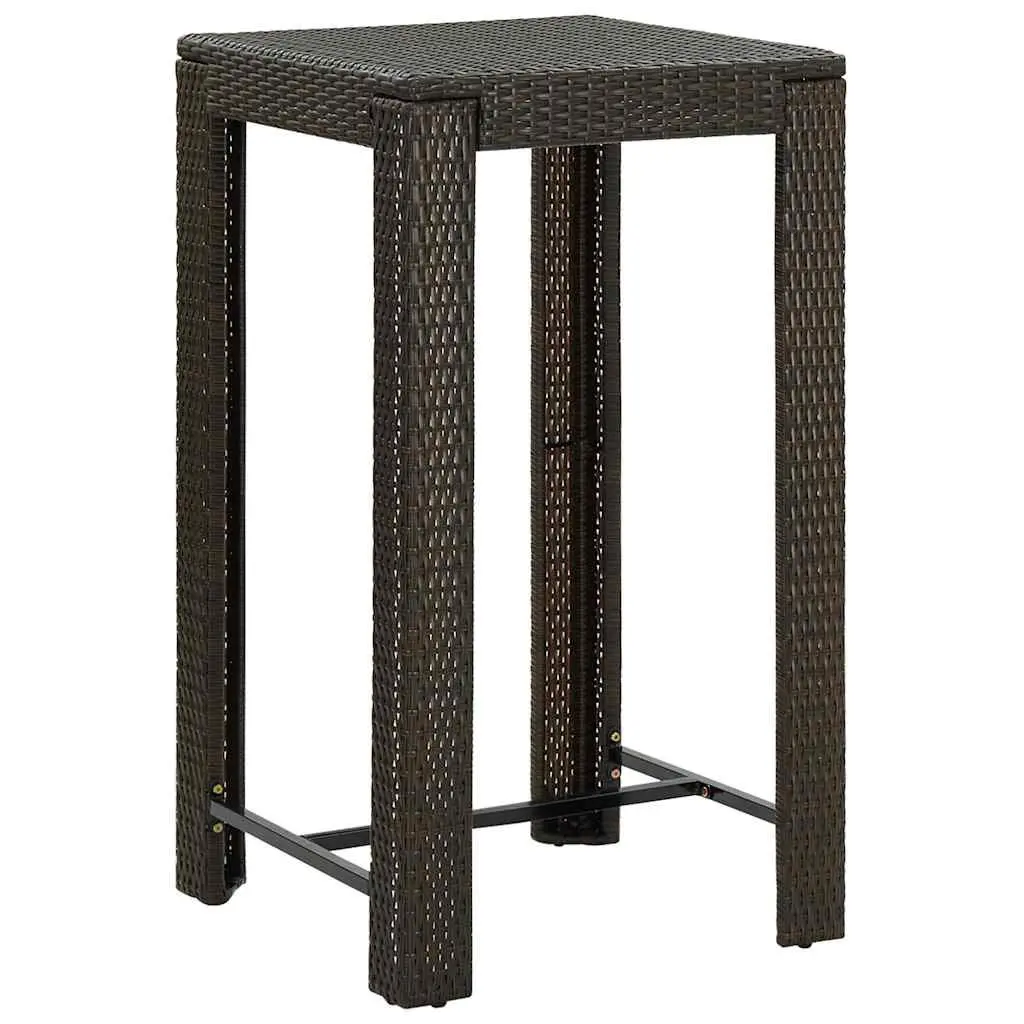 3 Piece Outdoor Bar Set Poly Rattan Brown Garden Bar Table and Stools