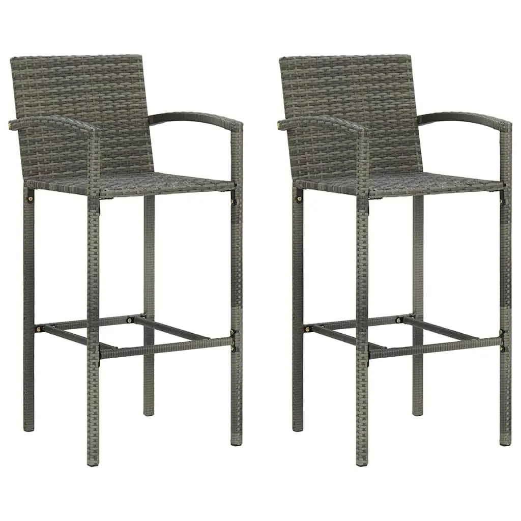 3-Piece Outdoor Bar Set with Grey Poly Rattan