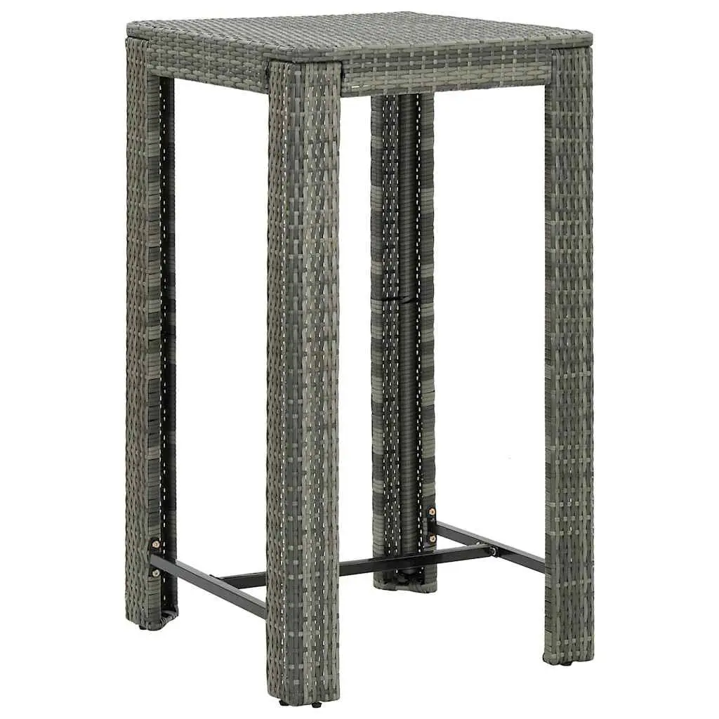 3-Piece Outdoor Bar Set with Grey Poly Rattan