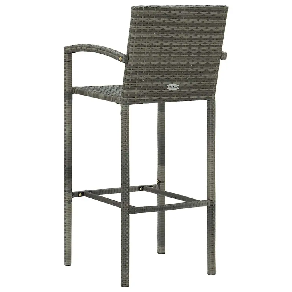 3-Piece Outdoor Bar Set with Grey Poly Rattan