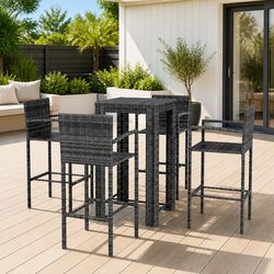 Premium 5 Piece Outdoor Bar Set in Grey with Stools