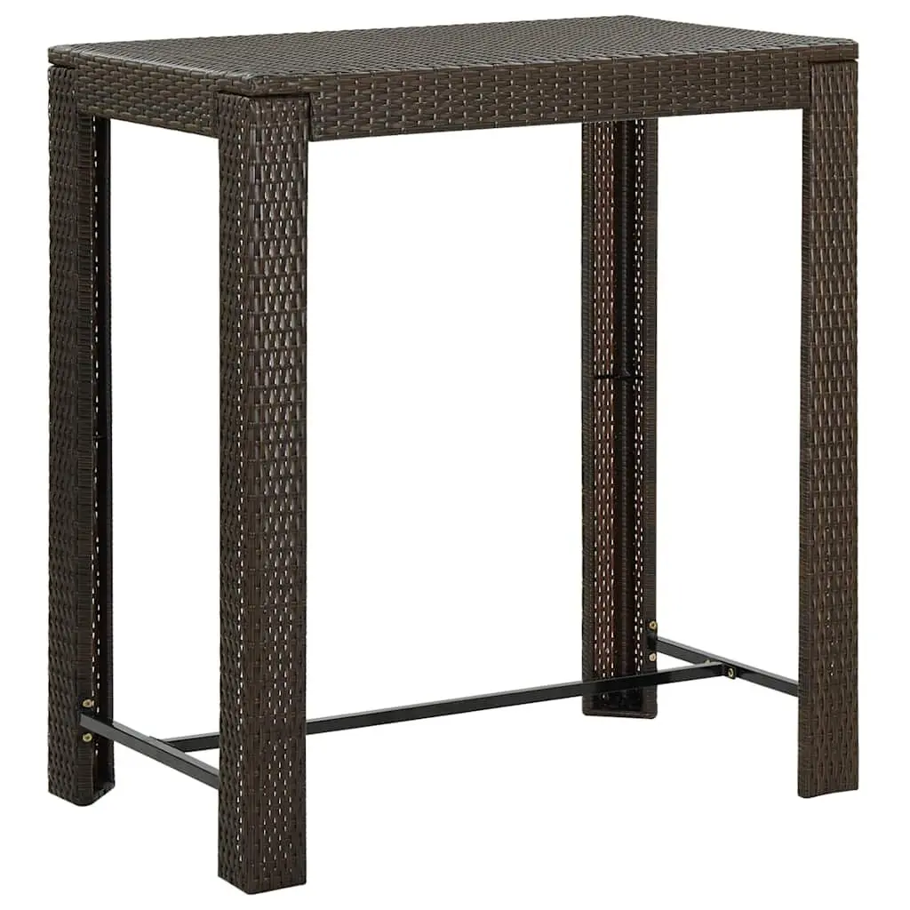 5 Piece Brown Poly Rattan Outdoor Bar Set