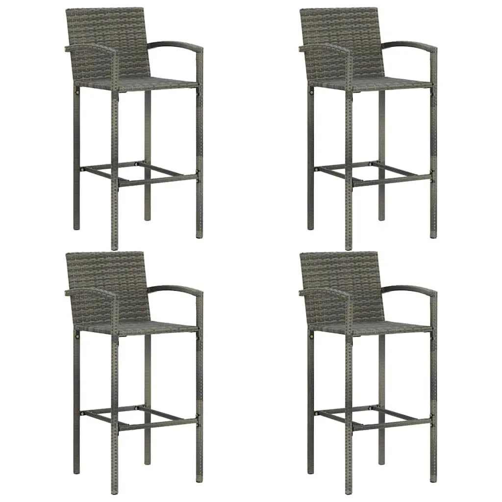 5 Piece Outdoor Bar Set Poly Rattan Grey Garden Bar Table Stools
