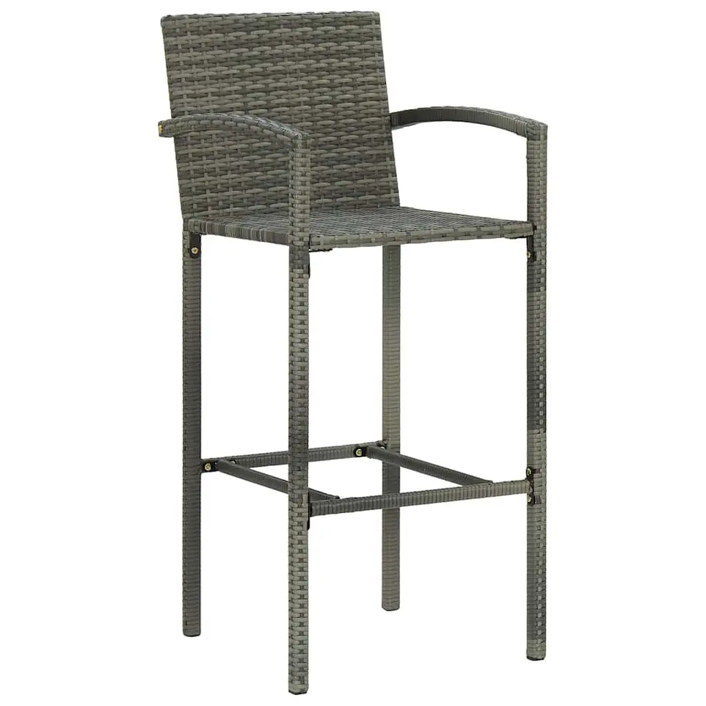 5 Piece Outdoor Bar Set Poly Rattan Grey Garden Bar Table Stools