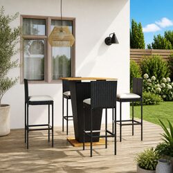 5 Piece Outdoor Bar Set with Durable Poly Rattan Stools