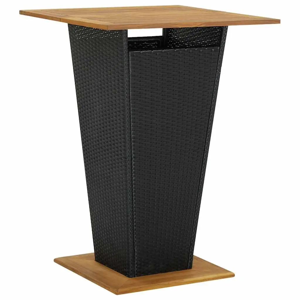 Garden Bar Set PE Rattan Steel Acacia Wood 9 Piece Outdoor Furniture Black