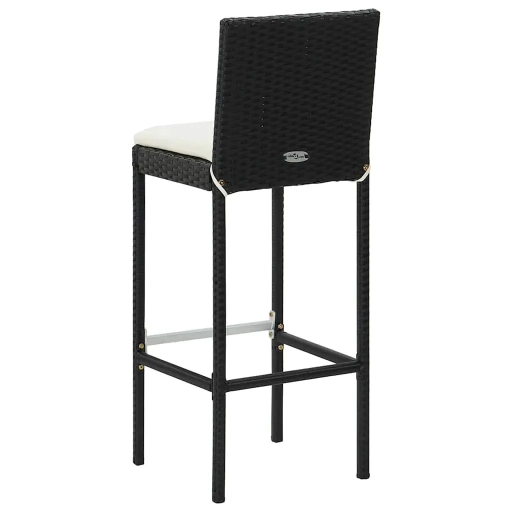 Garden Bar Set PE Rattan Steel Acacia Wood 9 Piece Outdoor Furniture Black