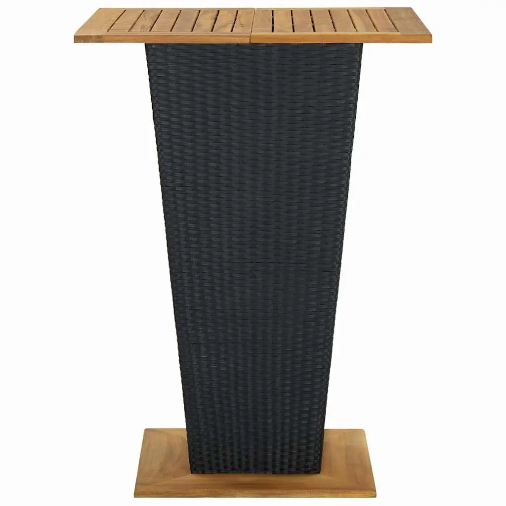 Garden Bar Set PE Rattan Steel Acacia Wood 9 Piece Outdoor Furniture Black