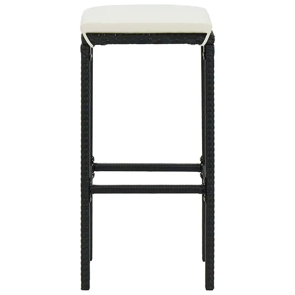 Garden Bar Set PE Rattan Powder-Coated Steel 4 Piece Black Outdoor Furniture