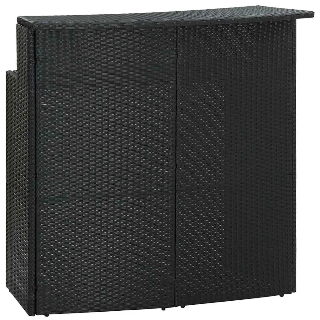 Garden Bar Set PE Rattan Powder-Coated Steel 4 Piece Black Outdoor Furniture