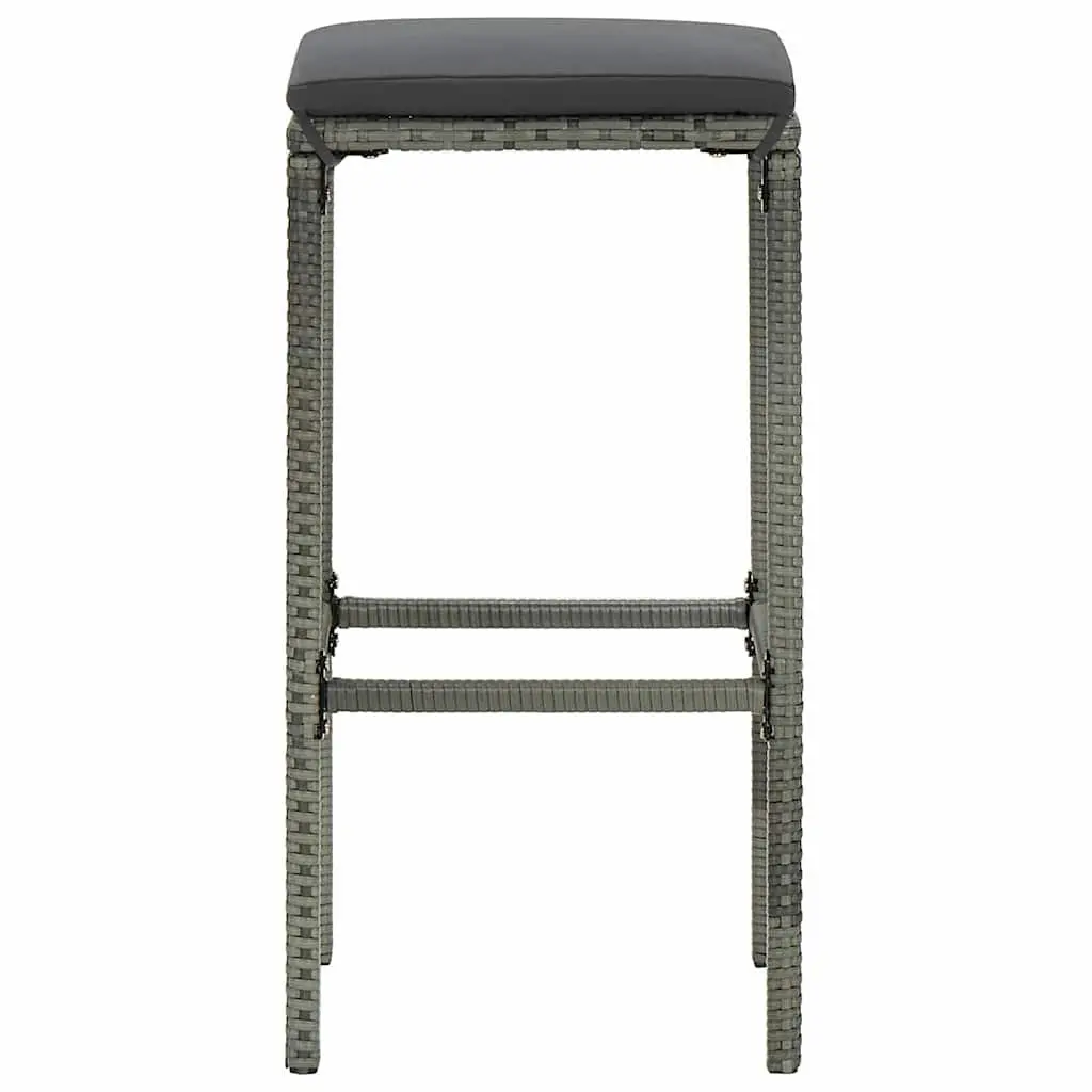 Garden Bar Set PE Rattan Powder-coated Steel 4 Piece Grey Outdoor Patio Furniture with Cushions