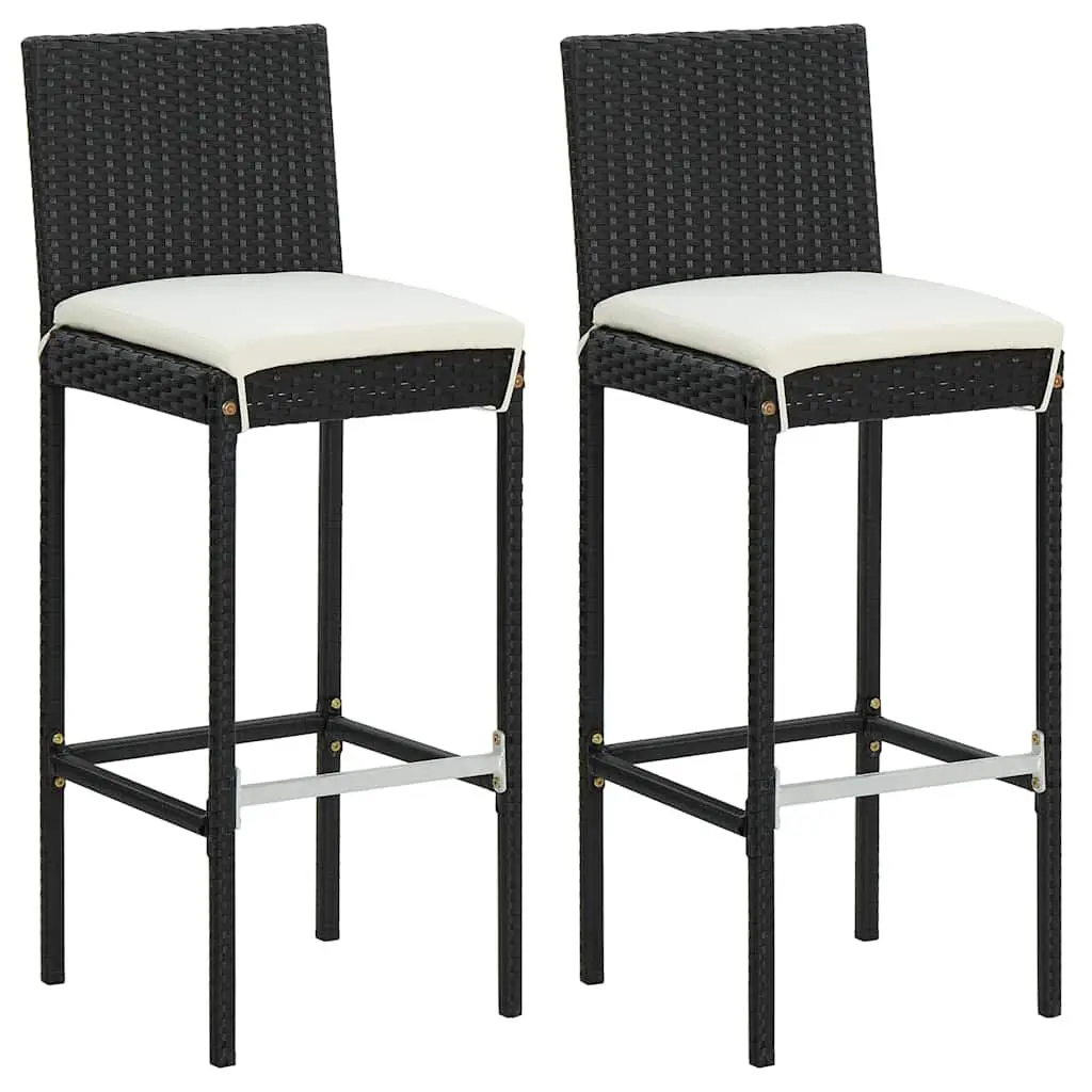 Garden Bar Set PE Rattan Powder-Coated Steel 3 Piece Black Outdoor Furniture