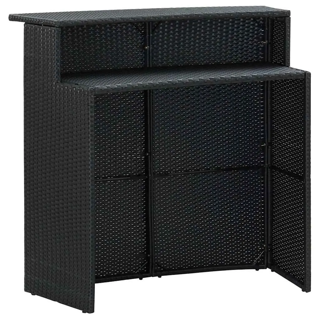 Garden Bar Set PE Rattan Powder-Coated Steel 3 Piece Black Outdoor Furniture
