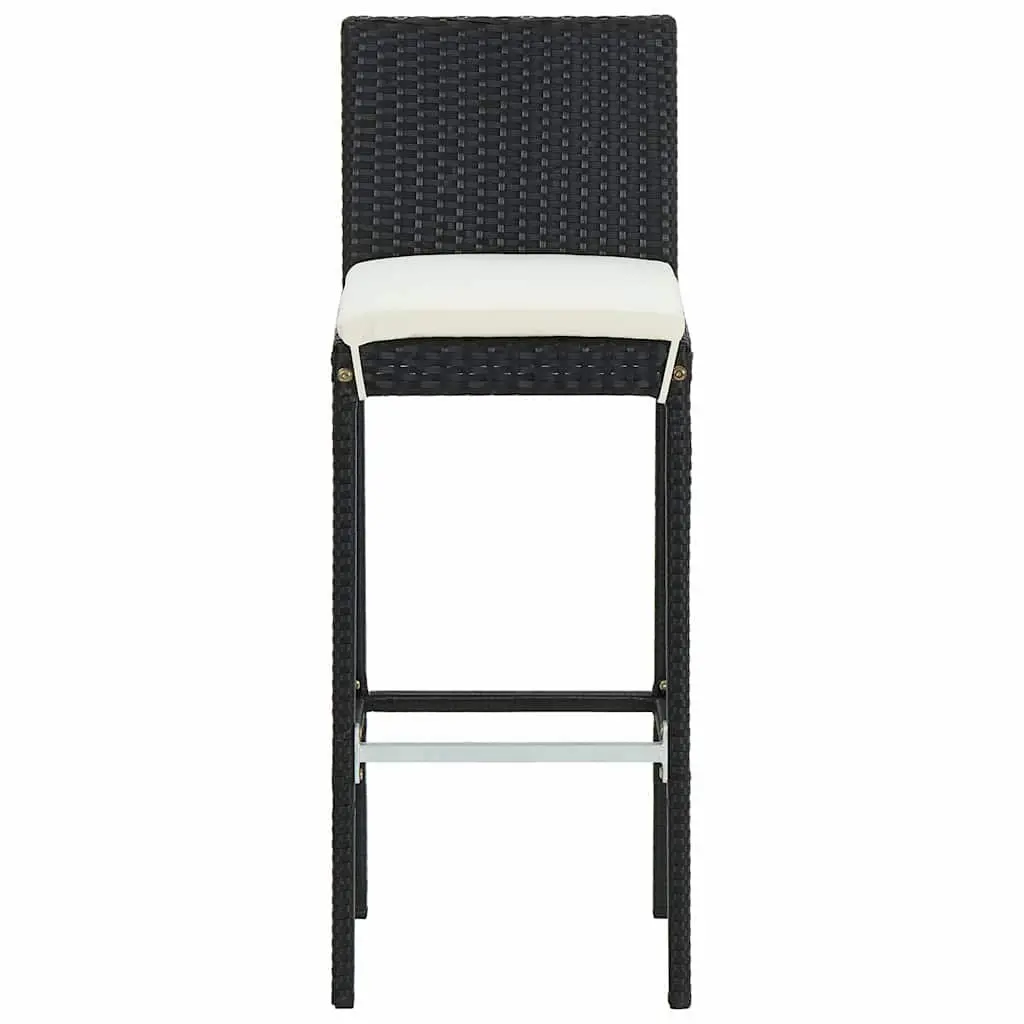 Garden Bar Set PE Rattan 5 Piece Outdoor Furniture Black Patio Table Stools with Cushions