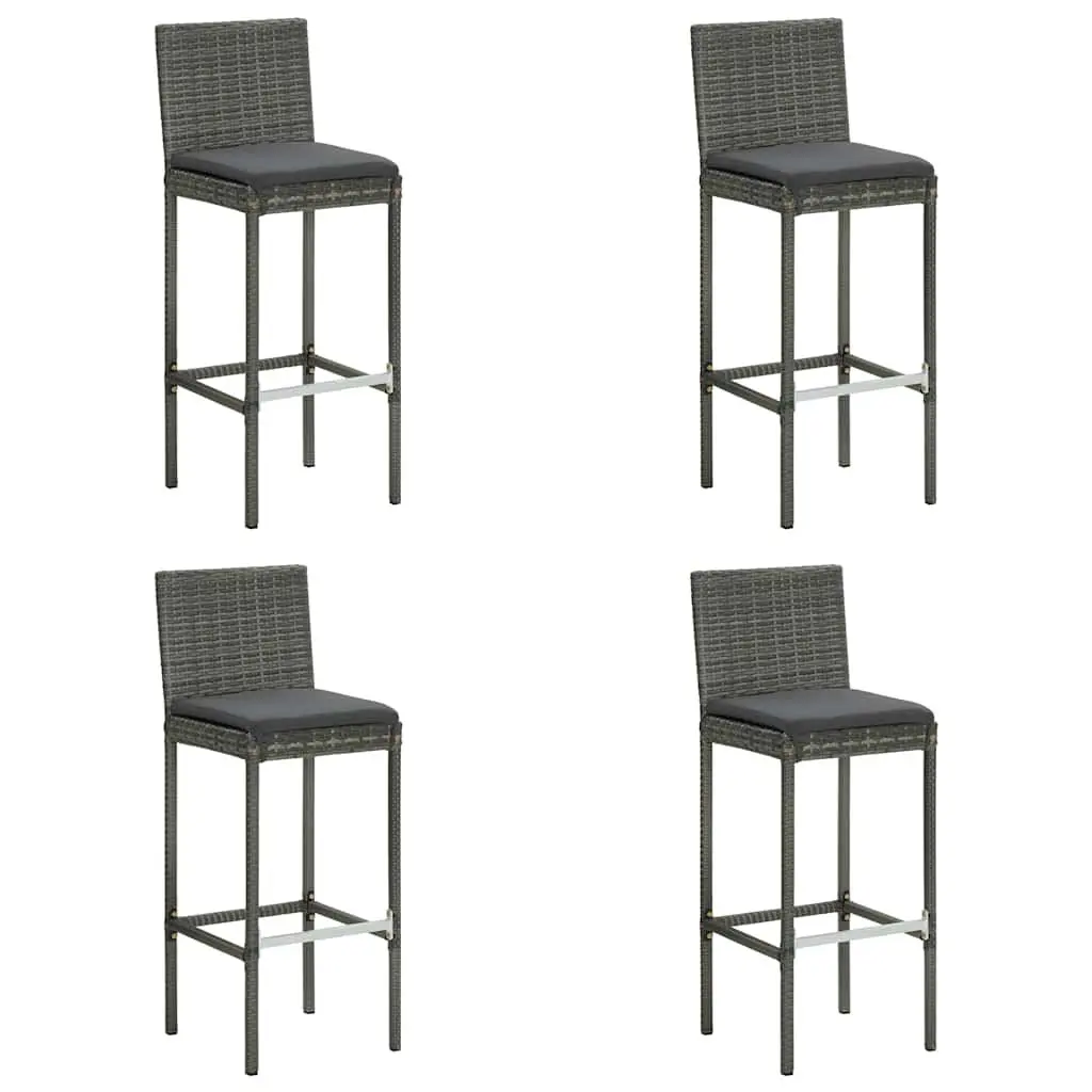 5 Piece Outdoor Garden Bar Set PE Rattan Powder-coated Steel Grey with Cushions
