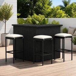 Premium 4-Piece Outdoor Garden Bar Set with Cushions
