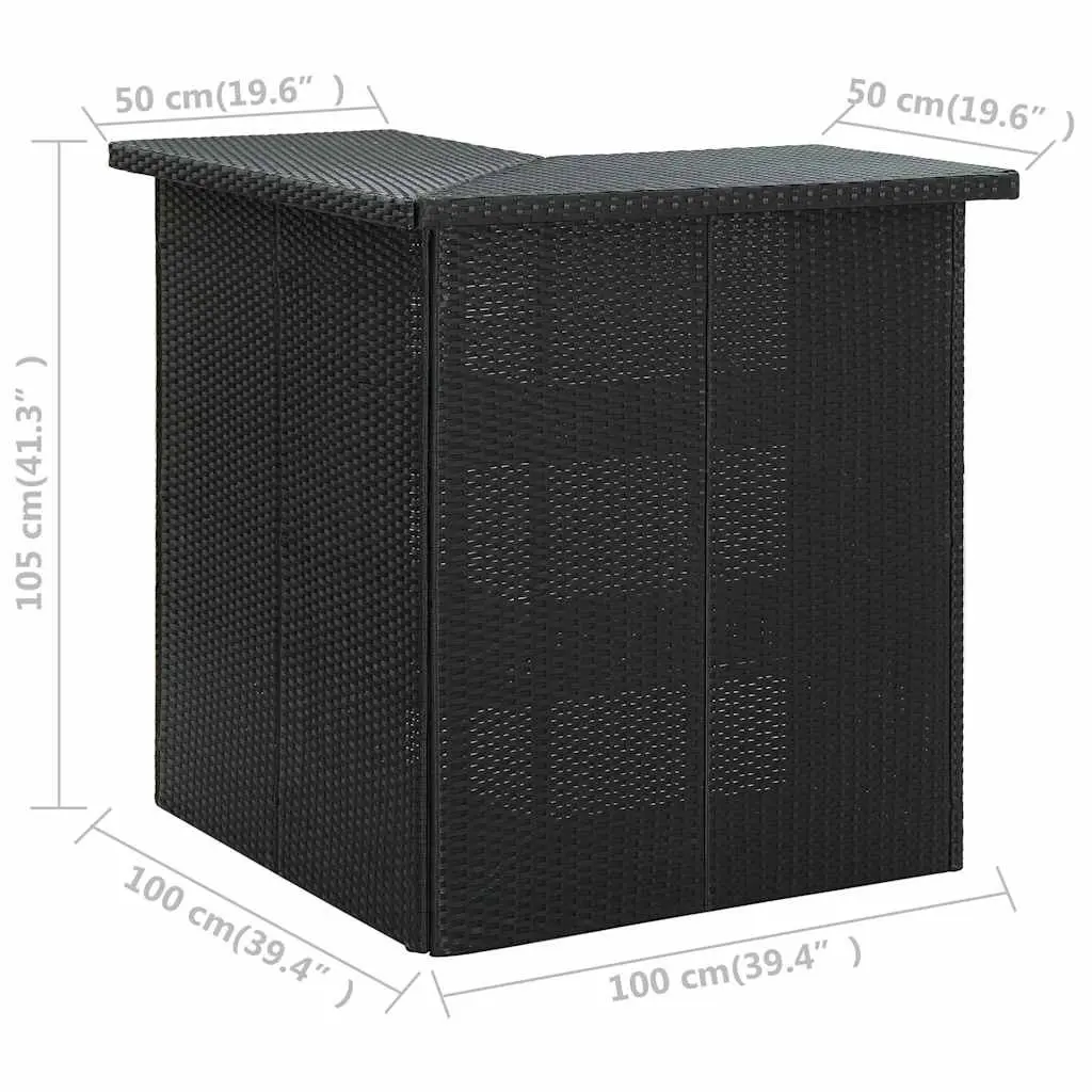 Garden Bar Set Poly Rattan 4 Piece Outdoor Furniture Black
