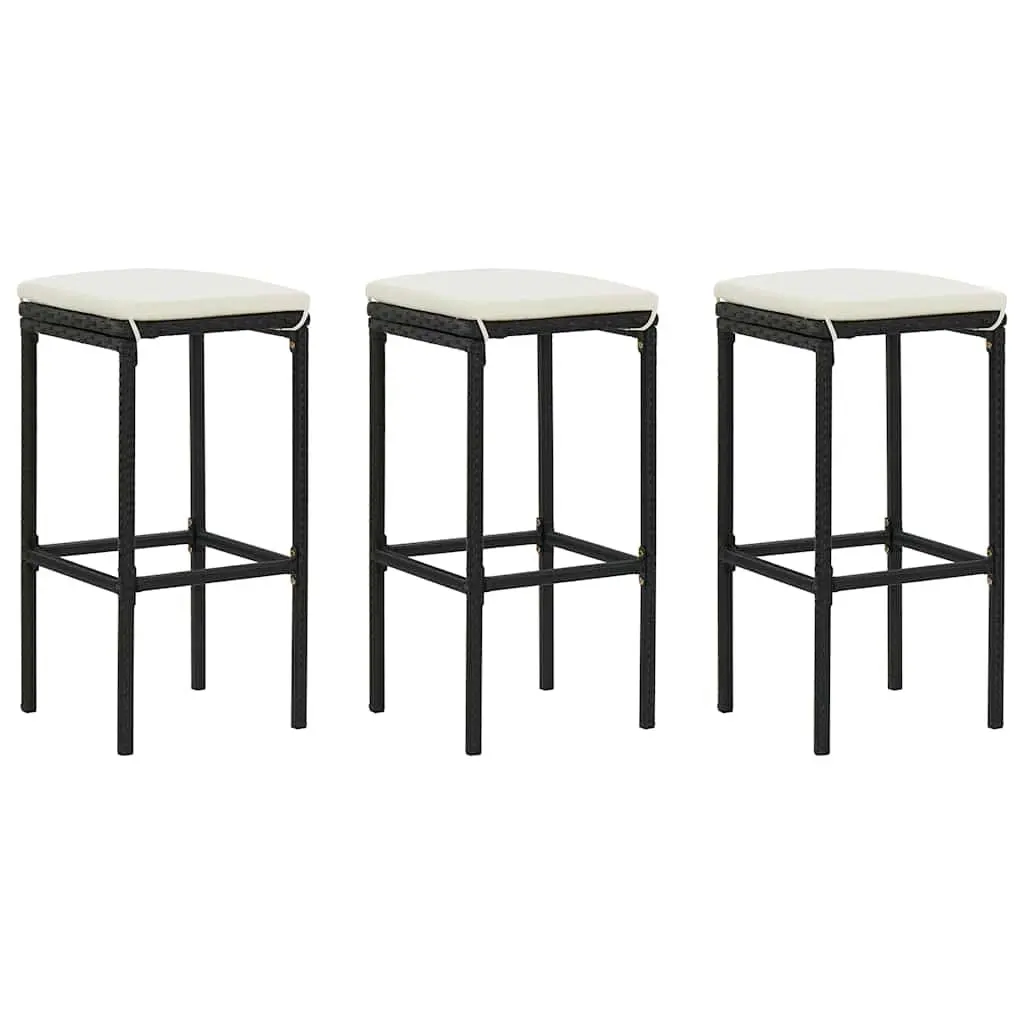 Garden Bar Set Poly Rattan 4 Piece Outdoor Furniture Black