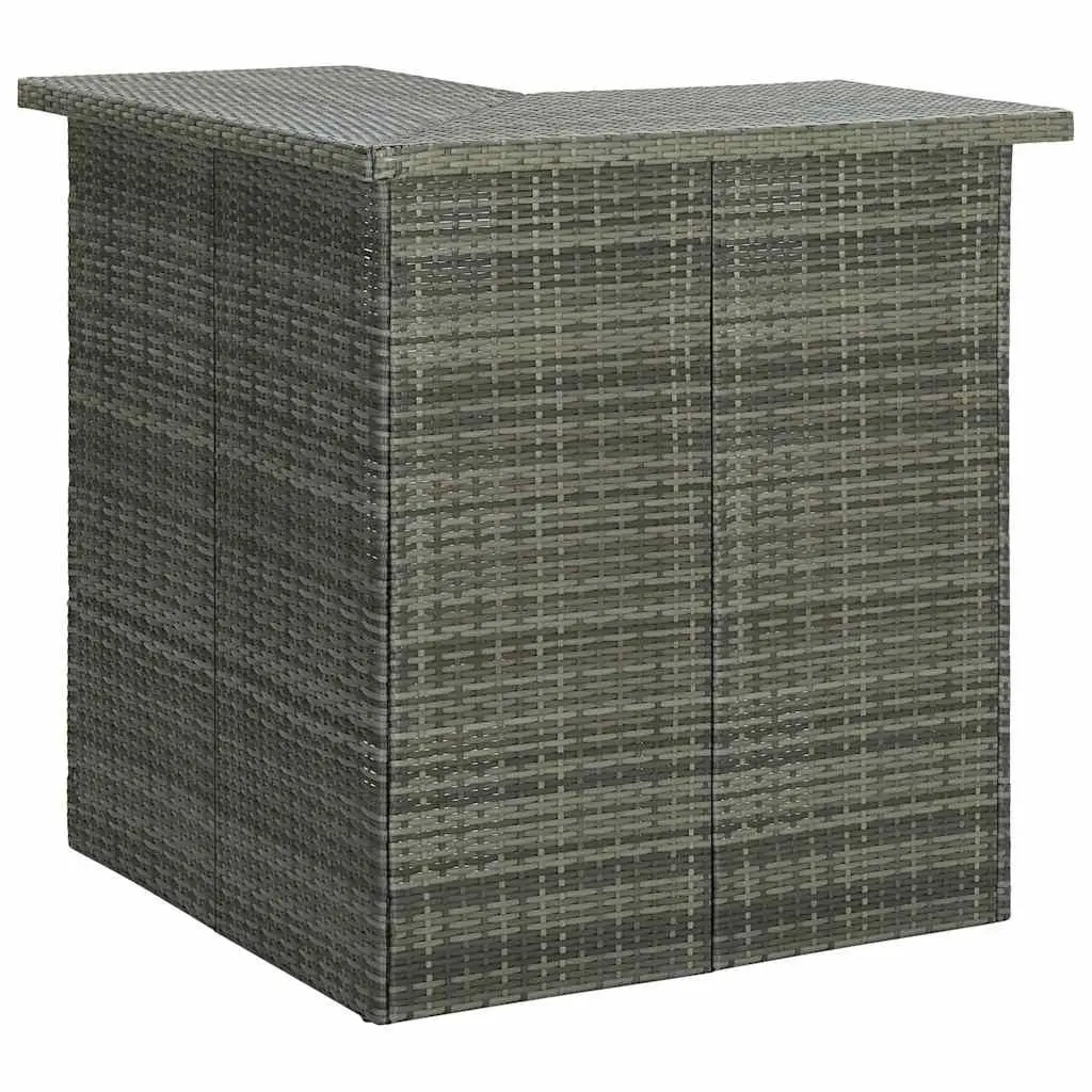 Garden Bar Set PE Rattan 4 Piece Grey Patio Furniture with Seat Cushions