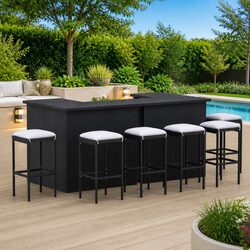 Elegant 8 Piece Outdoor Garden Bar Set with Cushions