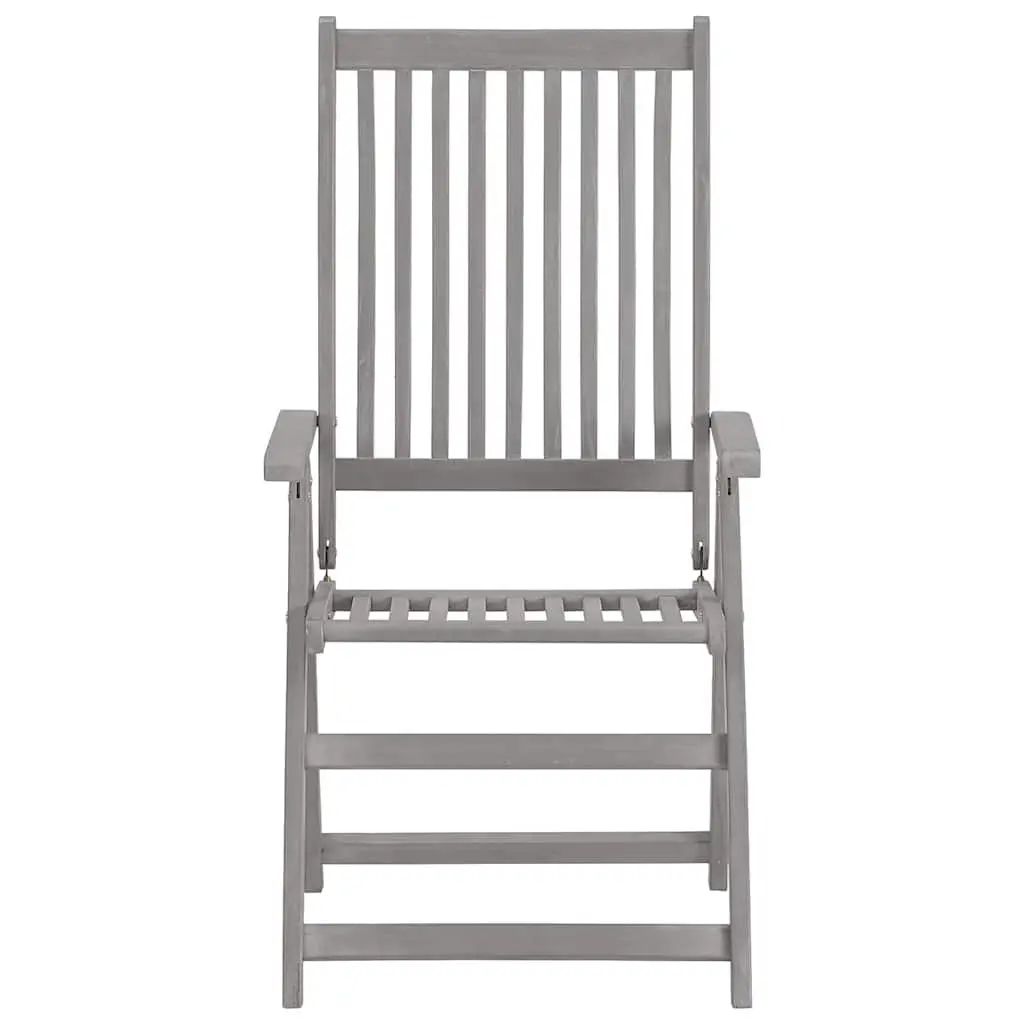 Outdoor Reclining Chairs Set Acacia Wood Grey Wash 6 Piece