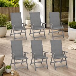 6-Piece Outdoor Reclining Chair Set with Cushions