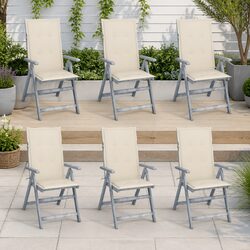 6-Piece Grey Reclining Chairs Set with Cushions