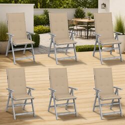 Set of 6 Outdoor Reclining Armchairs with Cushions