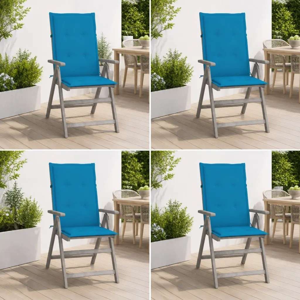 Outdoor Reclining Chairs Solid Acacia Wood 4 Piece Set Grey Wash with Cushions