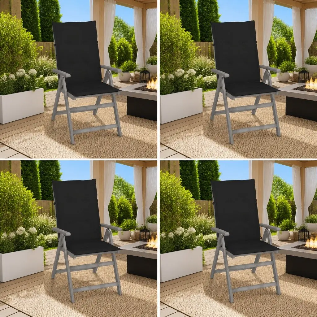 Acacia Wood Outdoor Reclining Chairs Set of 4 with Cushions