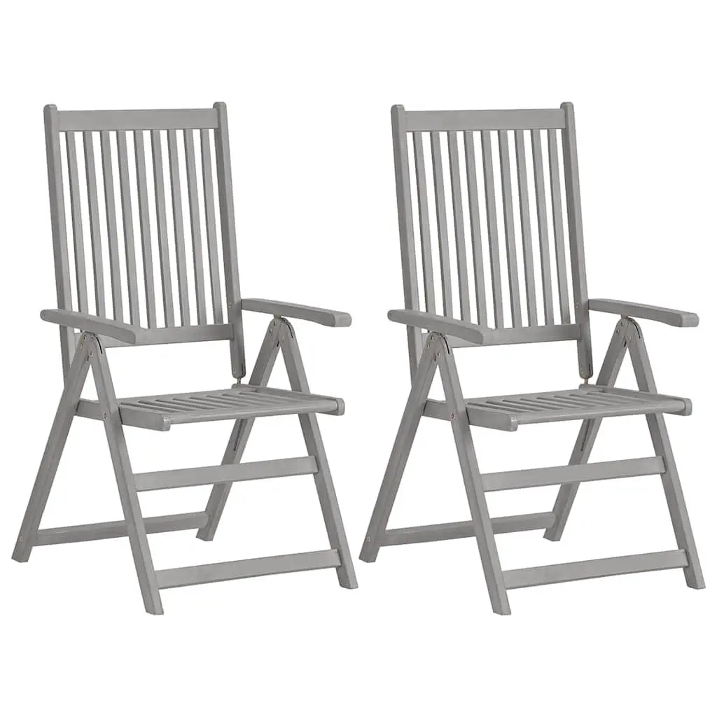 Acacia Wood Outdoor Reclining Chairs Set of 4 with Cushions