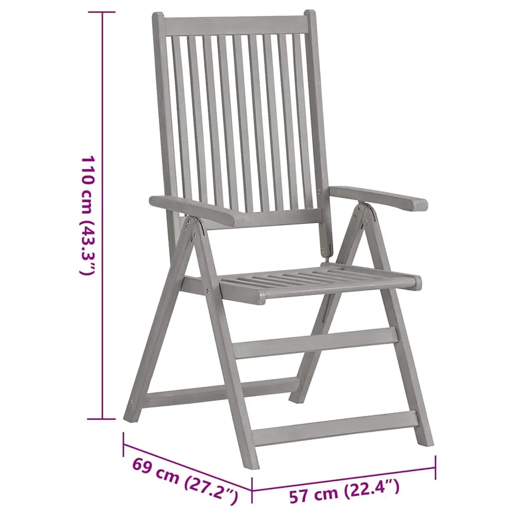 Acacia Wood Outdoor Reclining Chairs Set of 4 with Cushions