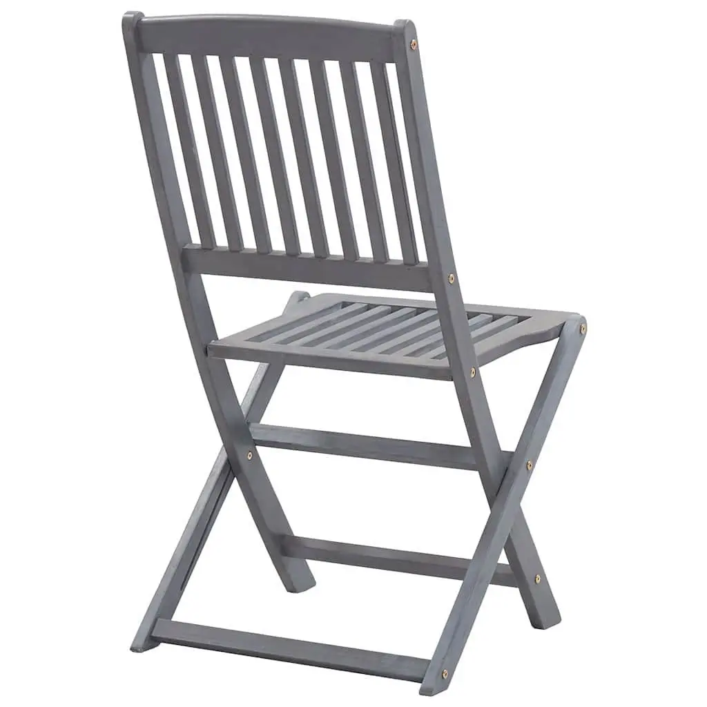 Set of 6 Folding Outdoor Dining Chairs with Cushions in Solid Wood