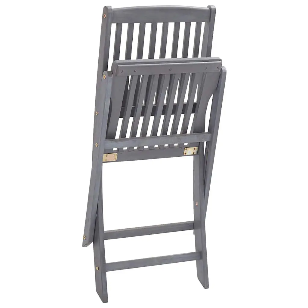Set of 6 Folding Outdoor Dining Chairs with Cushions in Solid Wood