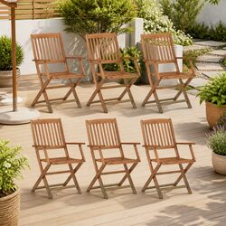 Sturdy Folding Garden Chairs 6 Piece Set for Outdoor Use