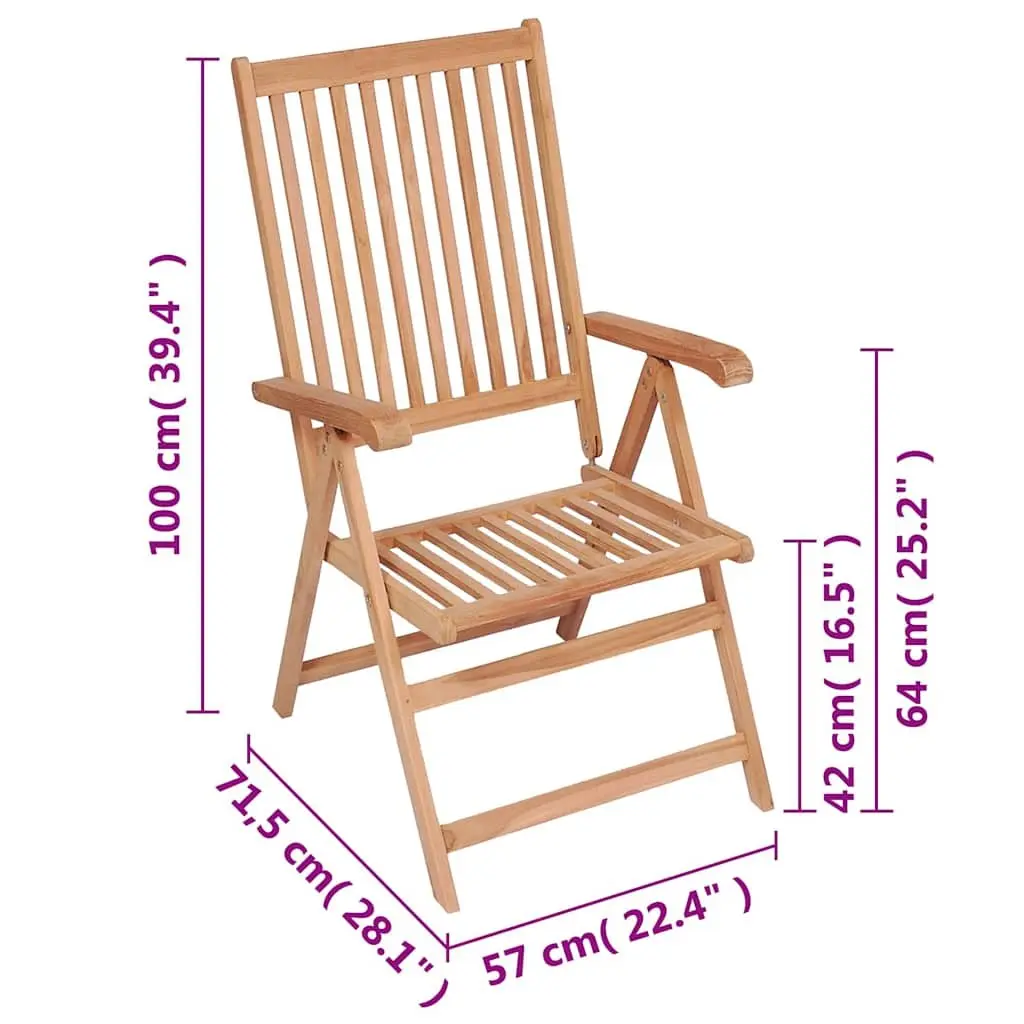 6-Piece Outdoor Wooden Reclining Garden Chair Set