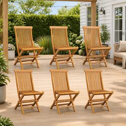 6-Piece Wooden Folding Garden Chairs for Outdoor Use