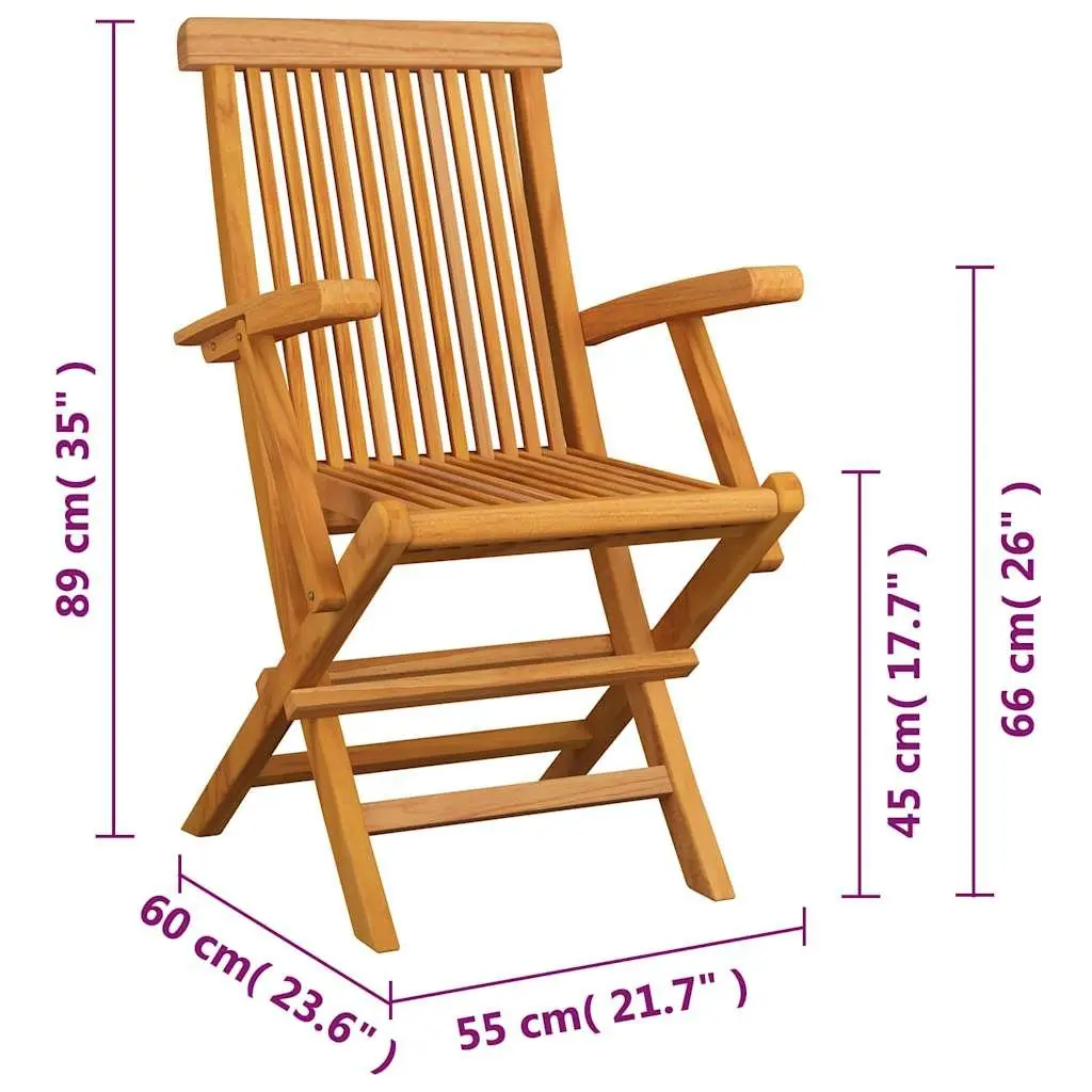 Outdoor Folding Garden Chairs 4pc Set Teak Wood Patio Seating Lightweight