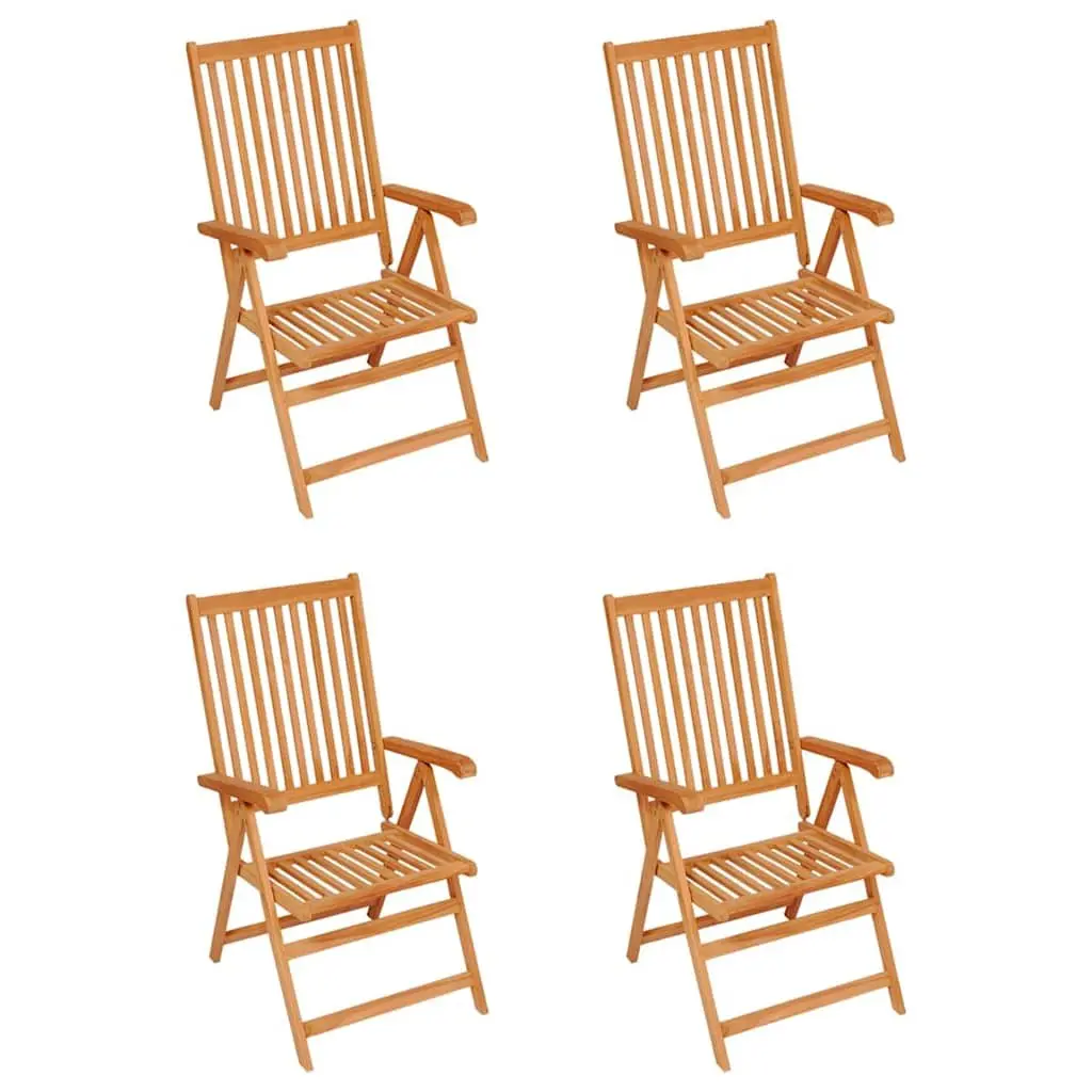 Set of 4 Teak Wood Outdoor Garden Chairs with Cushions