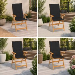 Set of 4 Teak Wood Garden Chairs with Cushions