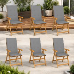 Teak Wood Garden Chair Set with 6 Reclining Seats