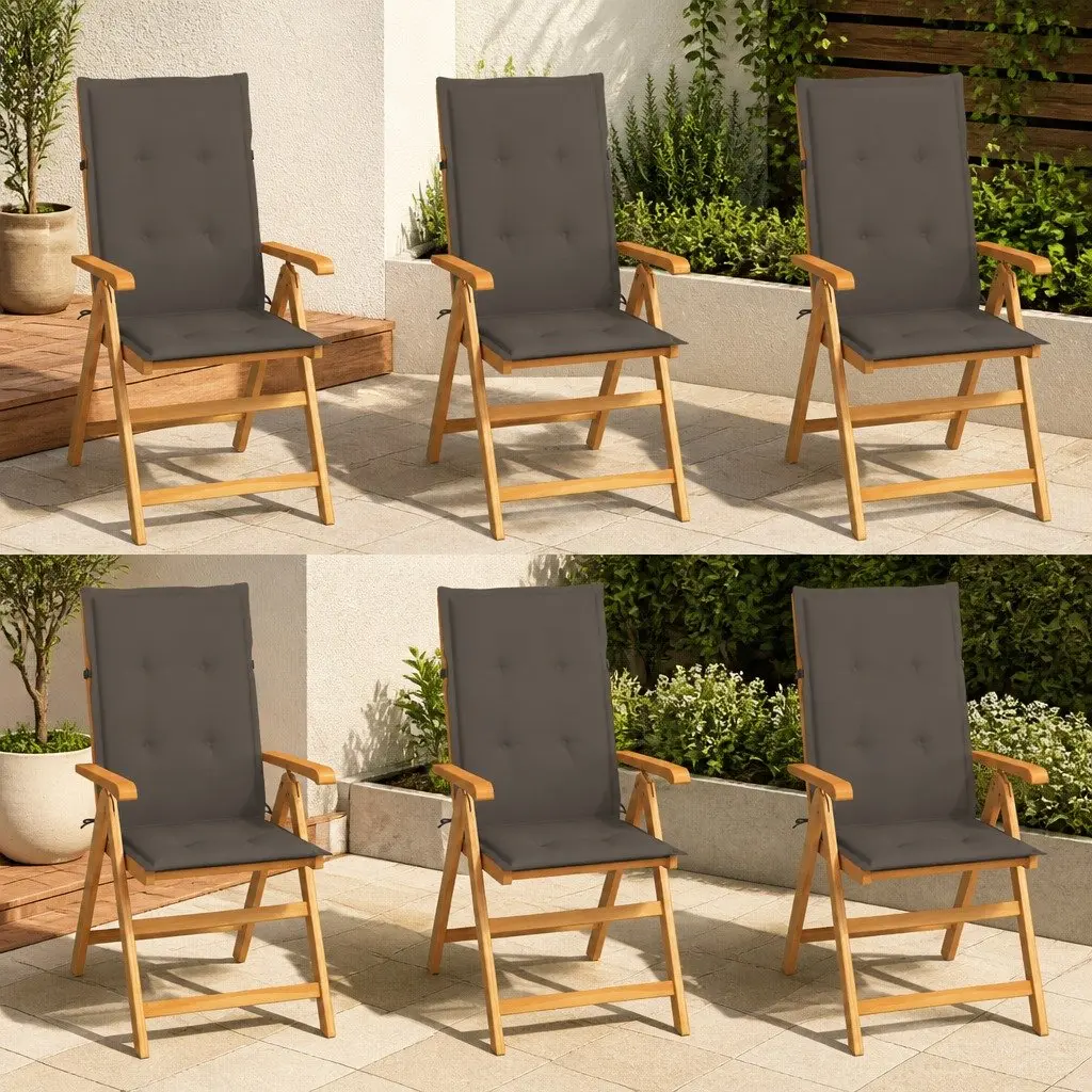 6-Piece Teak Wood Outdoor Garden Chair Set with Cushions