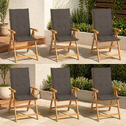 6-Piece Teak Wood Outdoor Garden Chair Set with Cushions