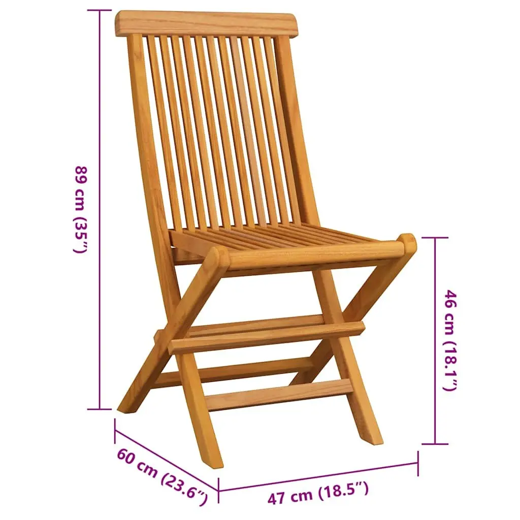 Set of 6 Folding Teak Garden Chairs with Cushions
