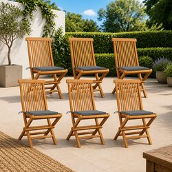 Durable Folding Garden Chairs Set with Cushions - 6 pcs