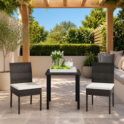 Sturdy 3 Piece Garden Dining Set in Black Poly Rattan
