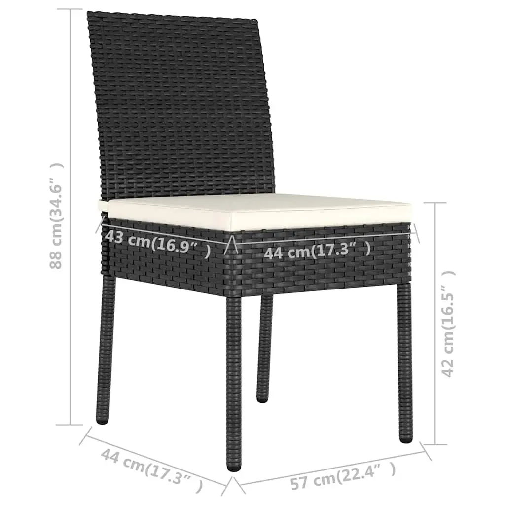 3 Piece Outdoor Garden Dining Set Steel Frame PE Rattan Black