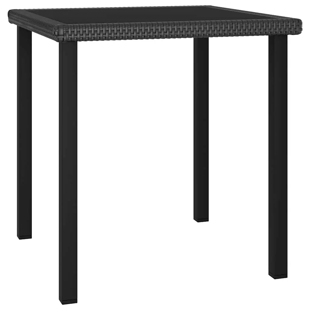 3 Piece Outdoor Garden Dining Set Steel Frame PE Rattan Black